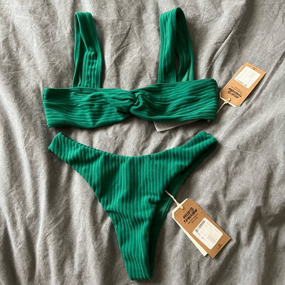 Billabong Terry Rib Kali Swimsuit - Tropical Green (Top and Bottom Set)